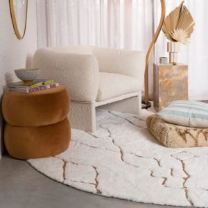 Alayna Gold Tribal Round Shag Carpet