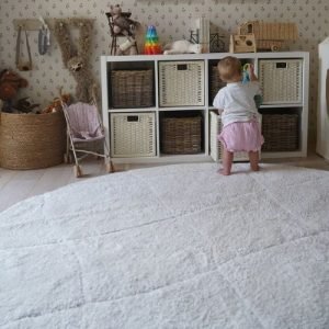 Calypso Ivory Textured Tribal Round Carpet