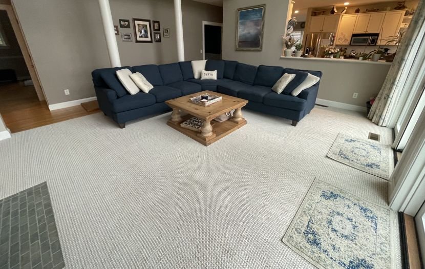 Carpets installation in living room
