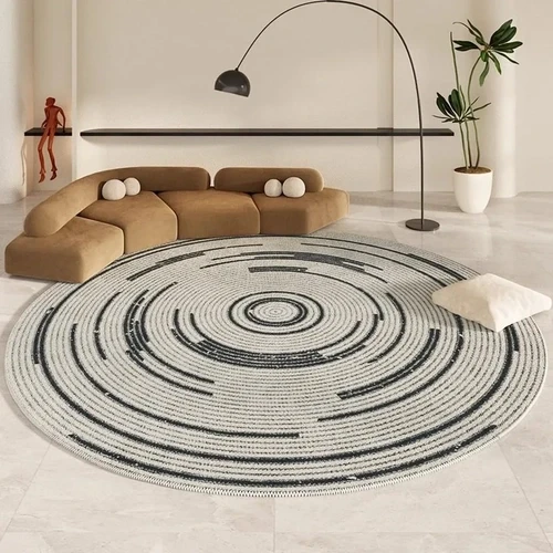 Grey White Modern Circle Area Rug