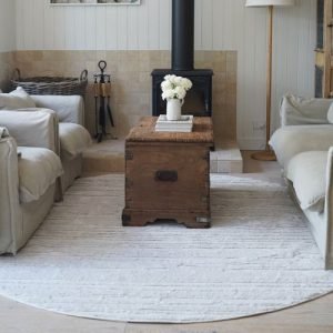 Leilani Ivory Cream Textured Round Carpet