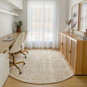 Nahba Cream Textured Round Carpet