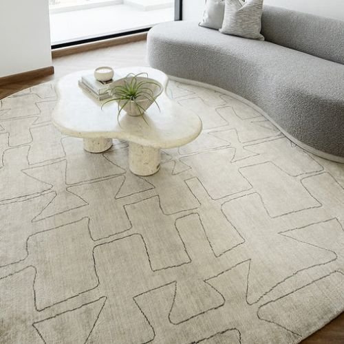 Pearl And Grey Line Pattern Carpet-1