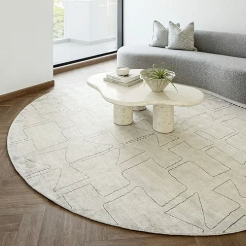 Pearl And Grey Line Pattern Carpet