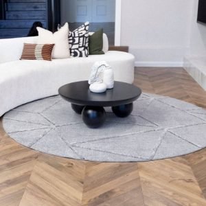 Soraya Grey Abstract Textured Round Carpet
