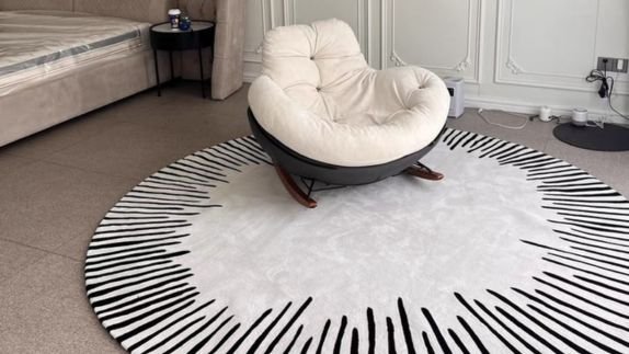 White and black round carpets Dubai