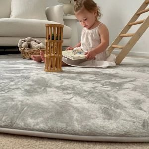 Zia Grey Plush Round Carpet