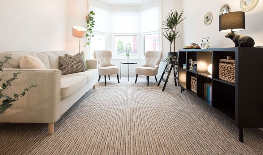 Custom luxury carpet with geometric pattern in Dubai villa