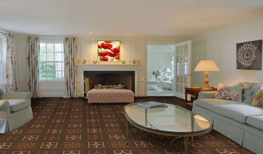 Wall-to-wall carpet in modern Dubai villa living room