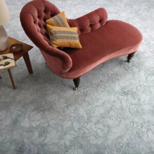 Soft Blue Vintage Floral Area Carpet