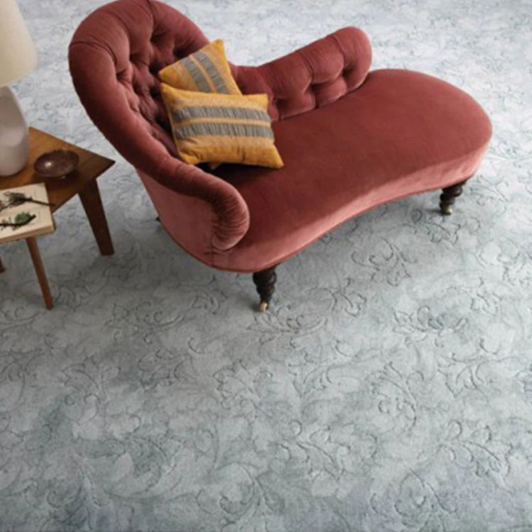 Soft Blue Vintage Floral Area Carpet